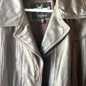 Women’s mid length leather coat